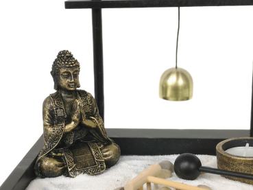 Zen - Garten mit Buddhafigur Glocke Stein Sand Nr: HY1902